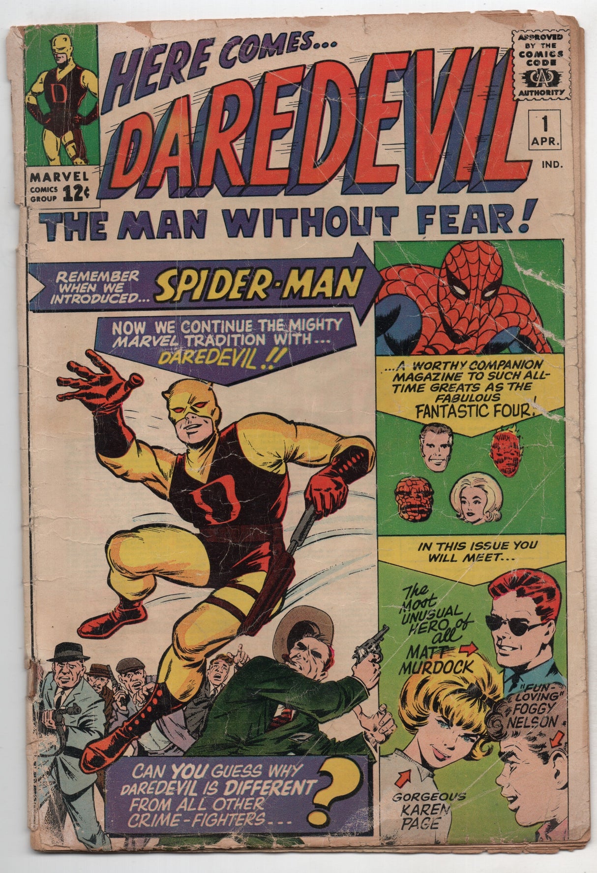 Daredevil #1 Marvel 1964 FR GD Stan Lee Jack Kirby Spider-Man Matt Murdock