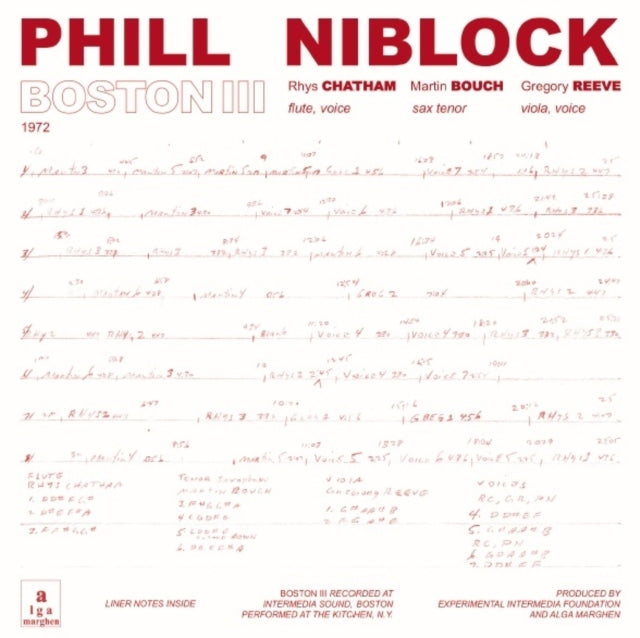 Phill Niblock - Boston/Tenor/Index - LP Vinyl