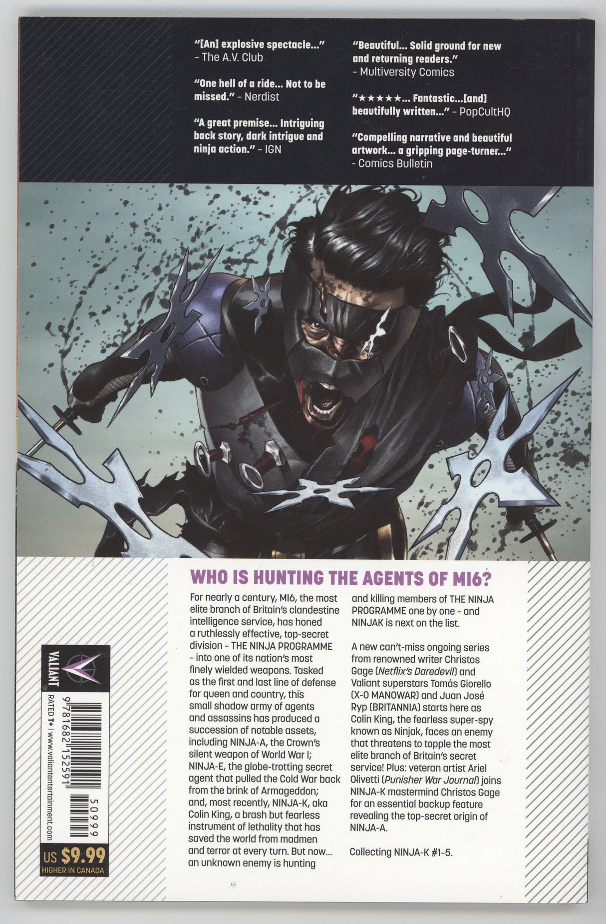 Ninja-k Ninja Files TPB Valiant 2018 NM Christos Gage Juan Jose Ryp Ninjak