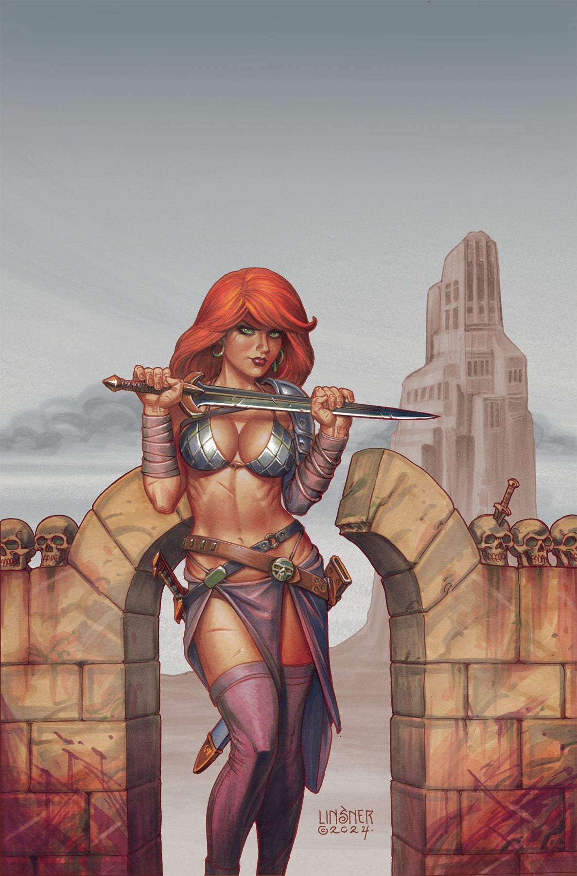 Red Sonja Empire Damned #3 O 1:30 Joseph Michael Linsner Virgin Variant (06/19/2024) Dynamite