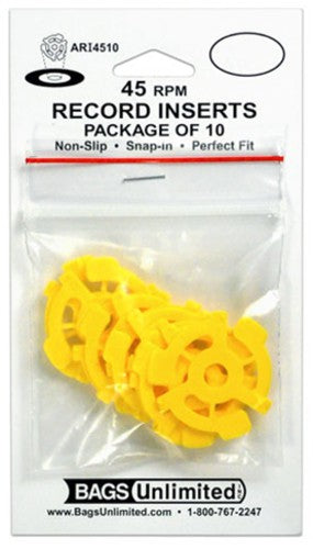 Bags Unlimited 45 Rpm Record Insert Snap In 10 Count Yellow Ari4510 - Vinyl Accessories