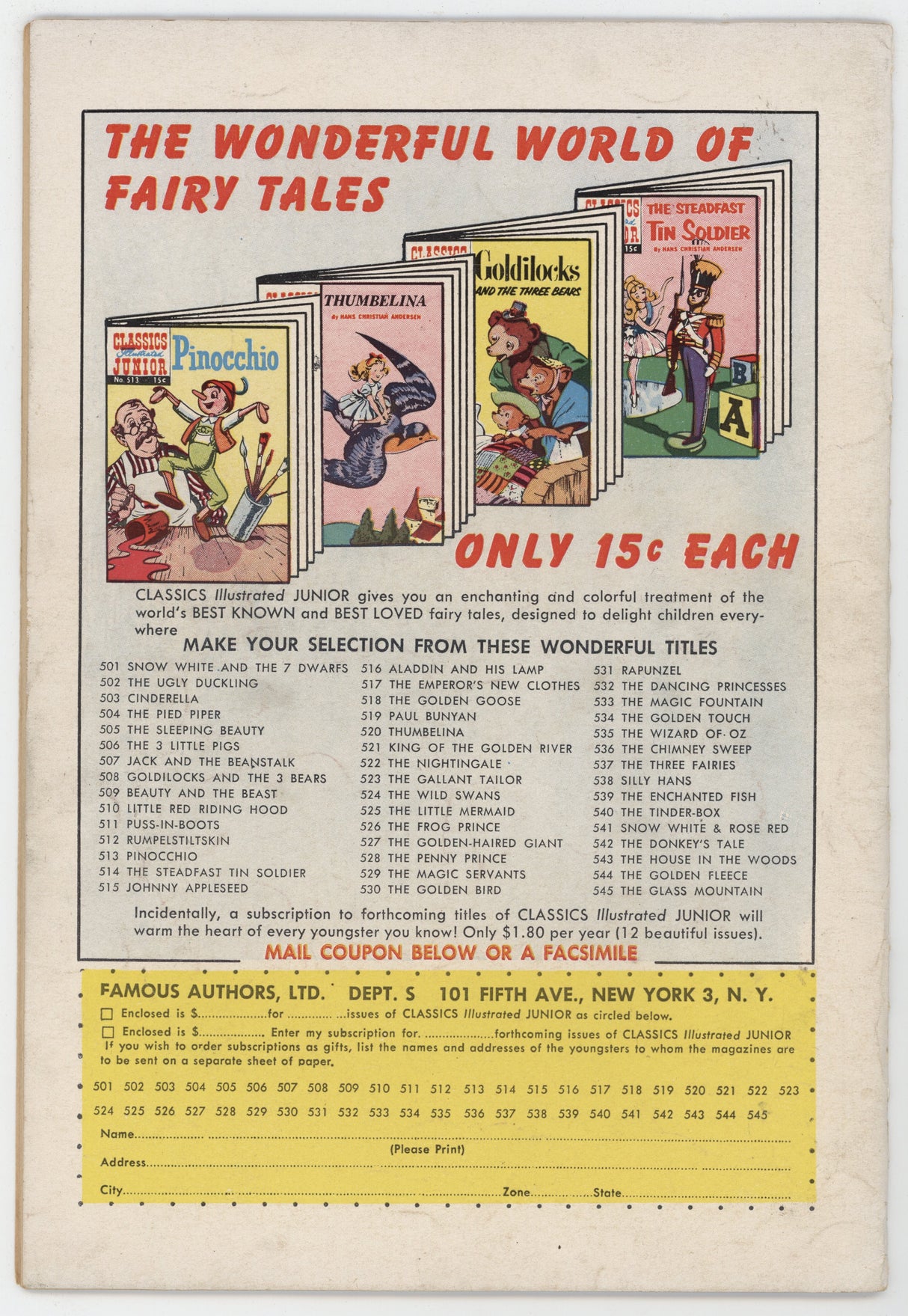 Classics Illustrated Junior 546 Gilberton 1958 FR Elves And The Shoemaker HRN 545