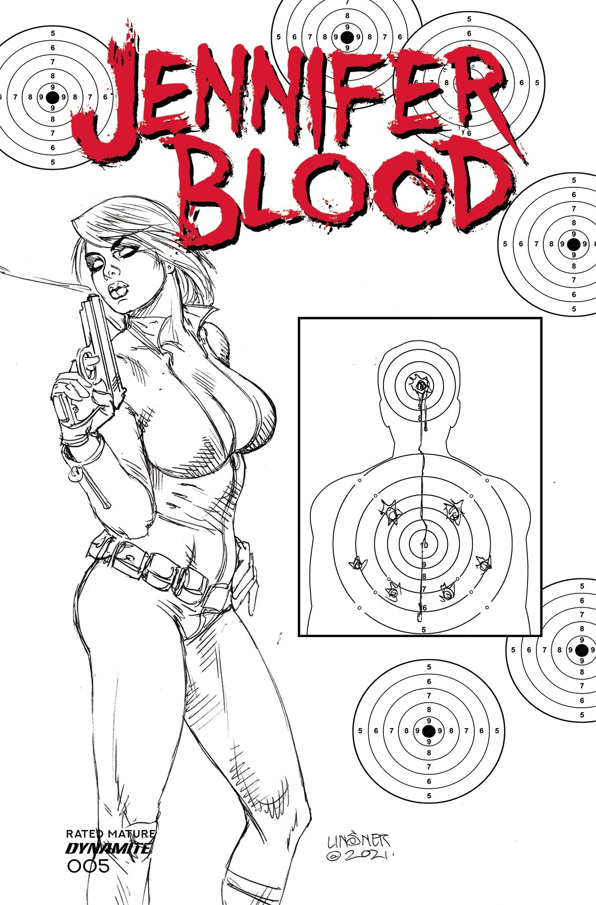 Jennifer Blood #6 G 1:15 Joseph Michael Linsner B&W Variant (Mr) (03/16/2022) Dynamite