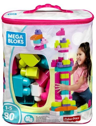 Mega Bloks - Big Building Bag Pink 80 Piece Toddler Building - Collectibles