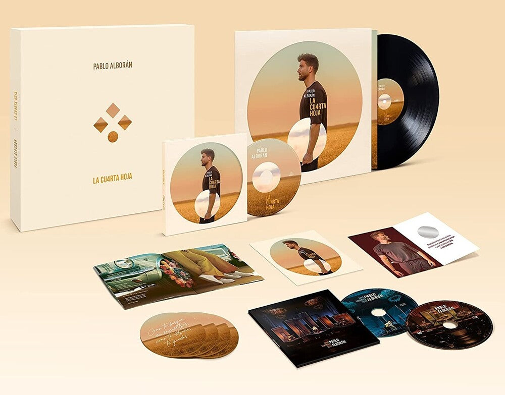 the album cover for Pablo Alborán - La Cuarta Hoja - La Cuarta Hoja' + Vinilo La Cuarta Hoja + 2CD Directo Gira De Teatros 2022 + Postcard + 4 Postcards + Christmas