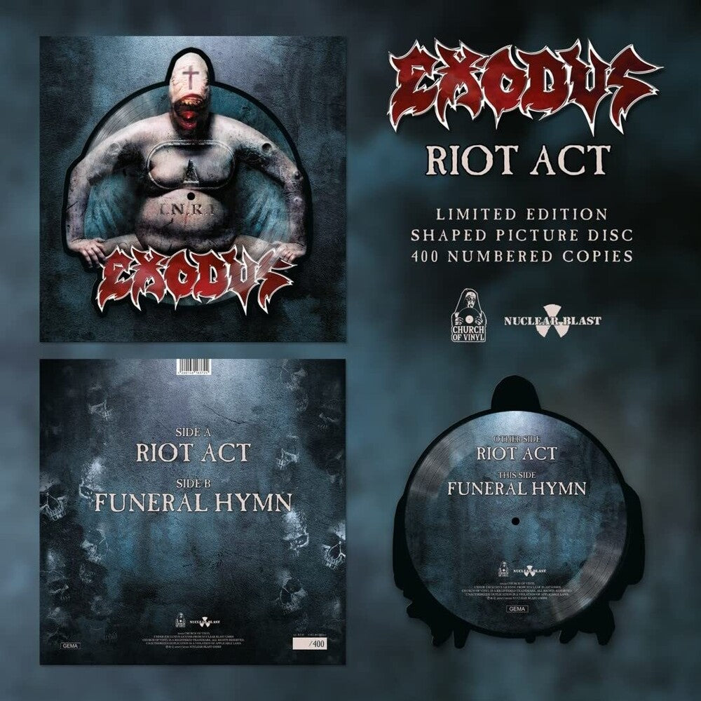the album cover for Exodus - Riot Act (Pict) (Unsh) (Uk)