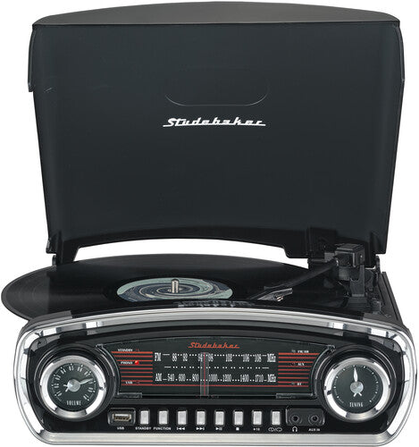 Studebaker Retro 3-Speed Bluetooth Turntable Record Player Black (SB6057B) - Turntable