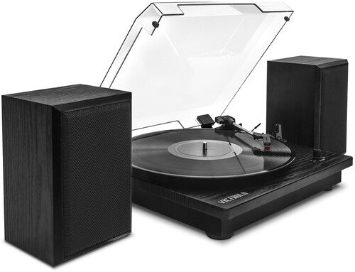 Victrola Montauk Bluetooth Turntable with Speakers Record Player Black (VM135BLK) - Turntable