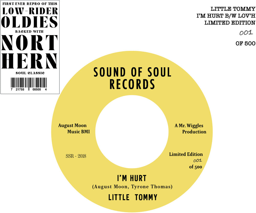 the album cover for Little Tommy - I'm Hurt b/w Lov'h