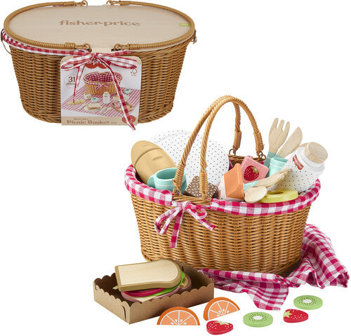 Fisher Price Wood - Wooden Picnic Basket - Collectibles