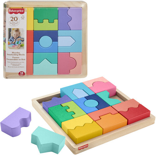 Fisher Price Wood - Wooden Interlocking Blocks - Collectibles