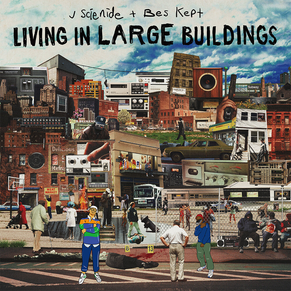 the album cover for J Scienide x Bes Kept - Living In Large Buildings