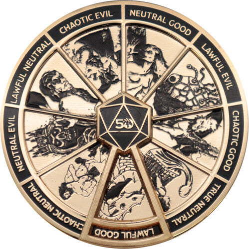 D&d Gold Colored Alignment Spinner Pin Badge - D&d Gold Colored Alignment Spinner Pin Badge - Collectibles