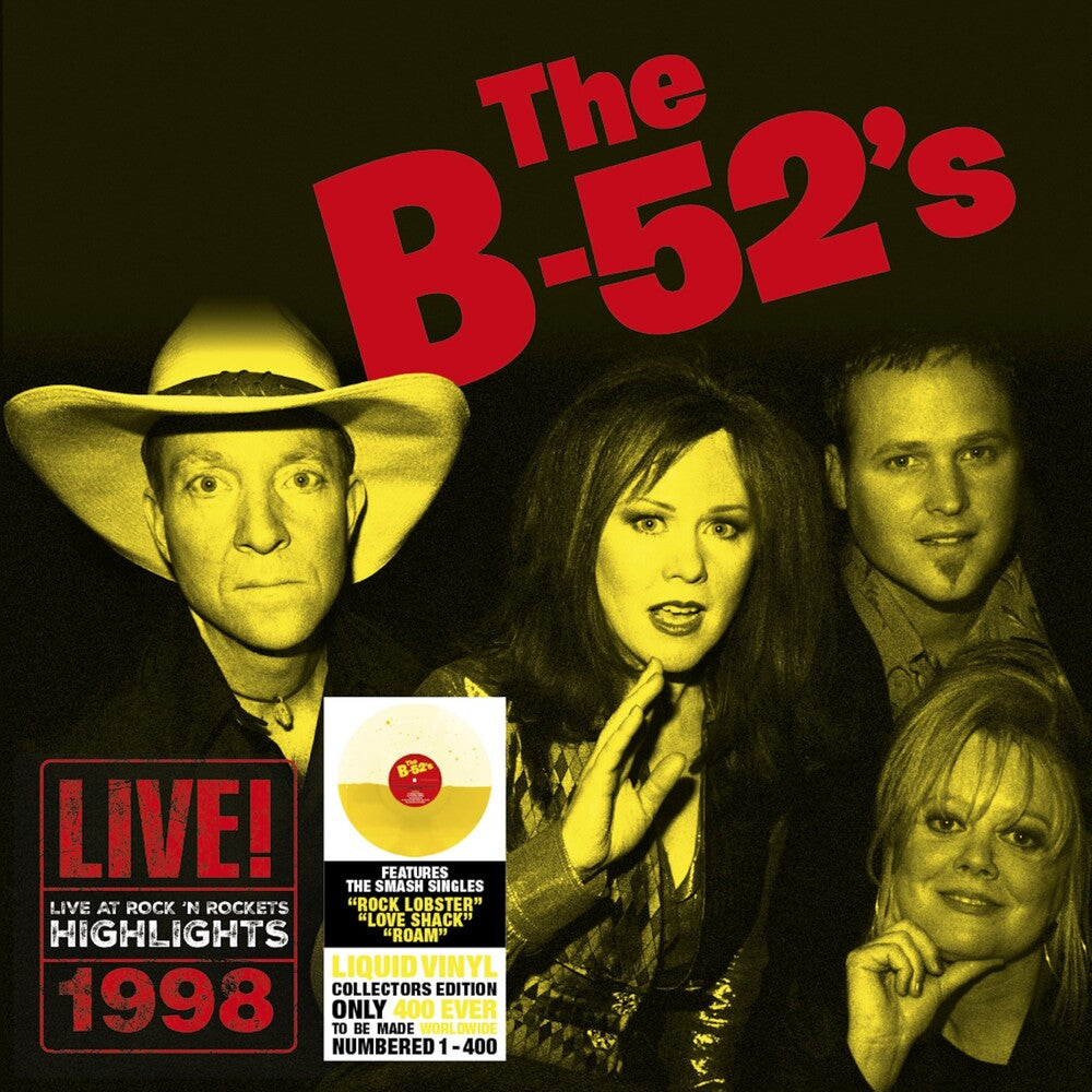 the album cover for B-52's - Live At Rock 'n Rockets - Yellow Liquid Vinyl