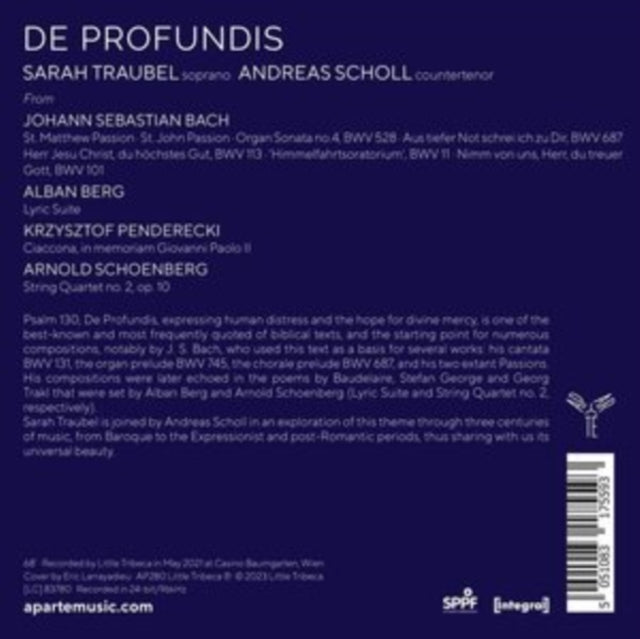 Sarah; Andreas Scholl Traubel - De Profundis - CD