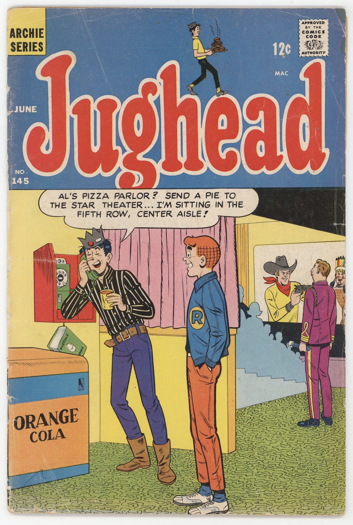 Jughead 145 Archie 1967 VG Cowboy Western Movie Threater Bathtub Tuba Story
