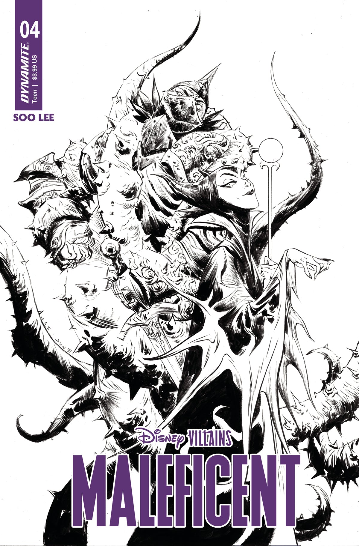 Disney Villains Maleficent #4 F 1:10 Soo Lee B&W Variant (08/16/2023) Dynamite