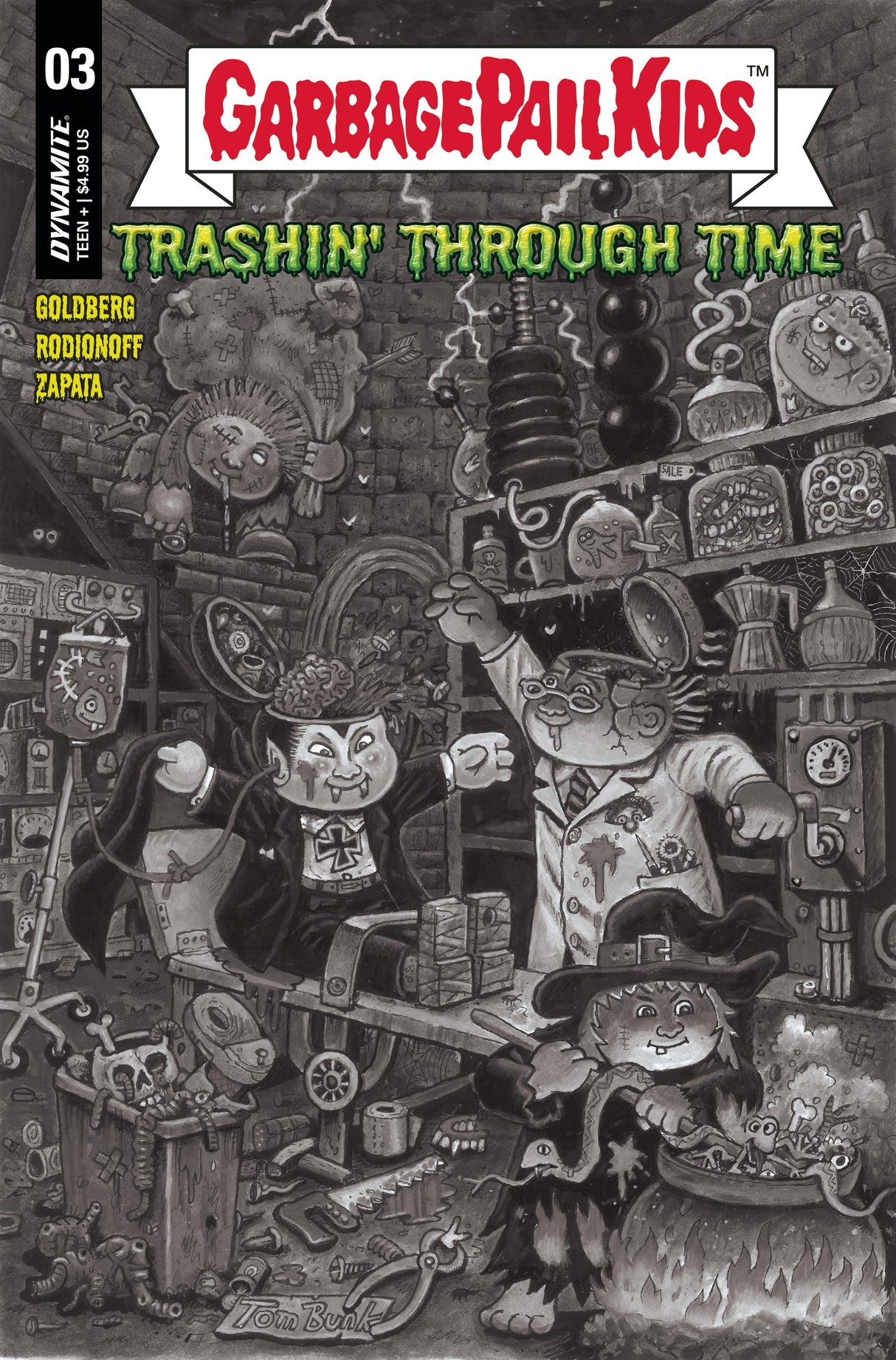 Garbage Pail Kids Through Time #3 F 1:10 Tom Bunk B&W Variant (12/20/2023) Dynamite