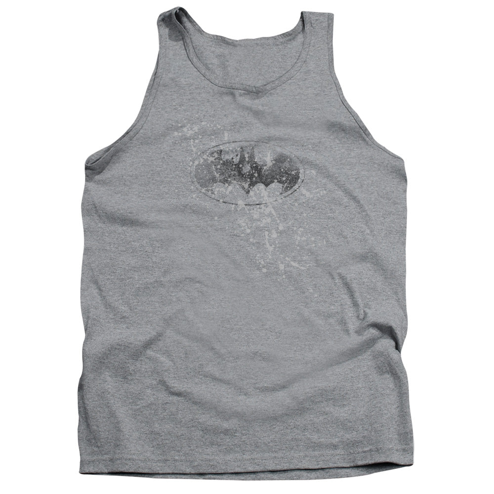 Batman Burned & Splatered Mens Tank Top Shirt Athletic Heather Officially Licensed