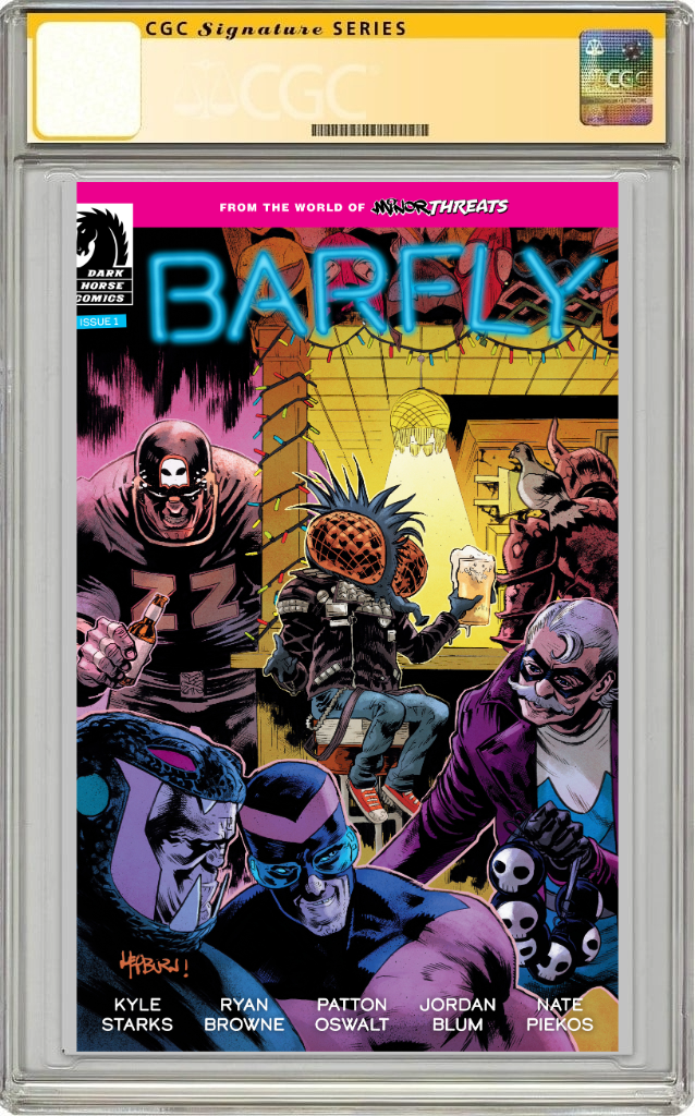 From World Of Minor Threats Barfly #1 A SIGNED Jordan Blum Patton Oswalt Ryan Browne (07/10/2024) Dark Horse