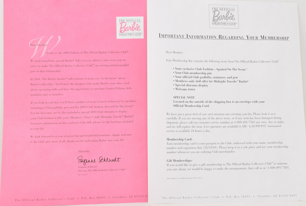 Barbie Collectors Club 2001 Pink Folio Pen Spotted On The Scene Outfit 29864 NIB