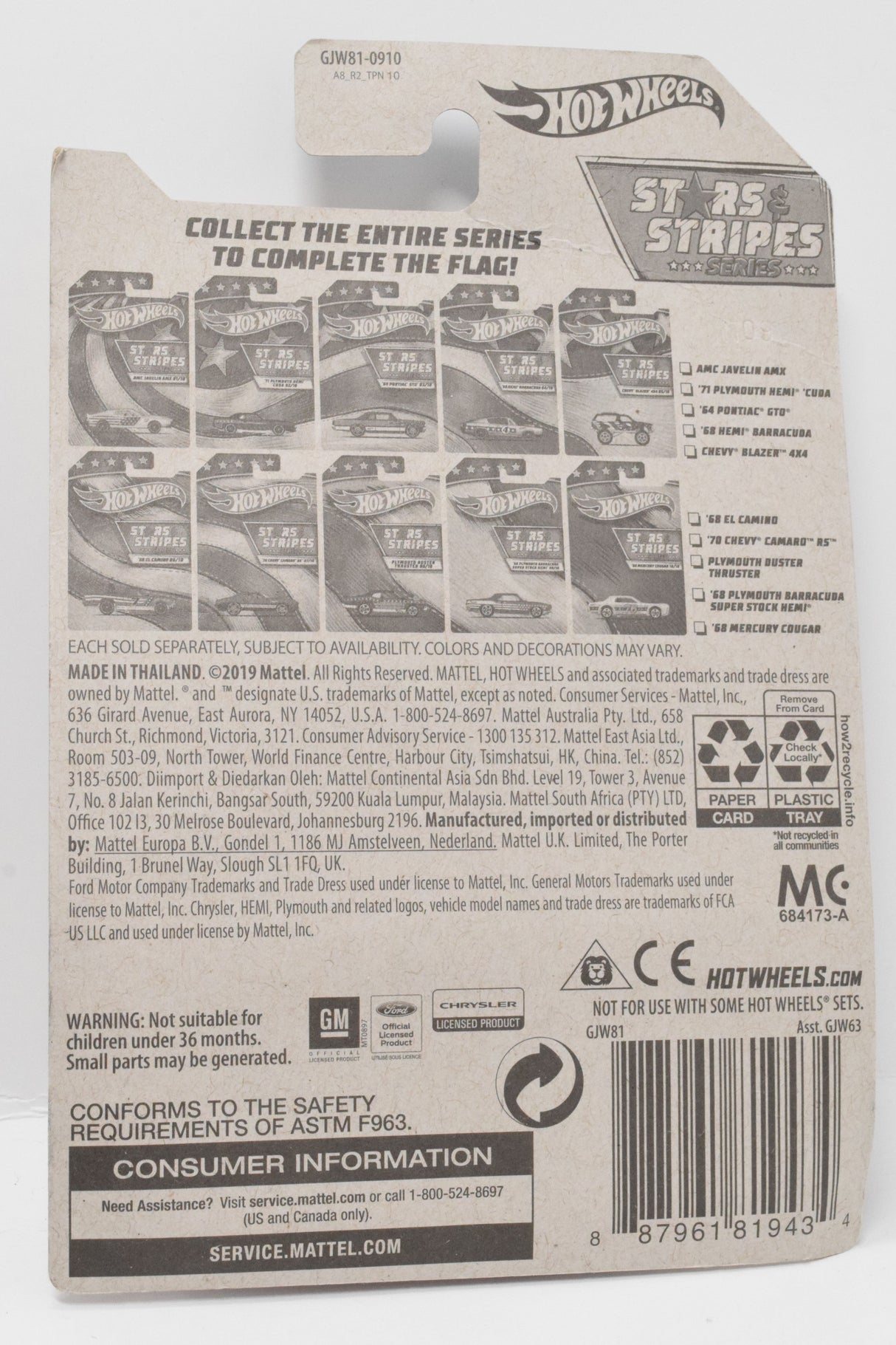 Hot Wheels Plymouth Duster Thruster Stars and Stripes DieCast Car 8/10 New