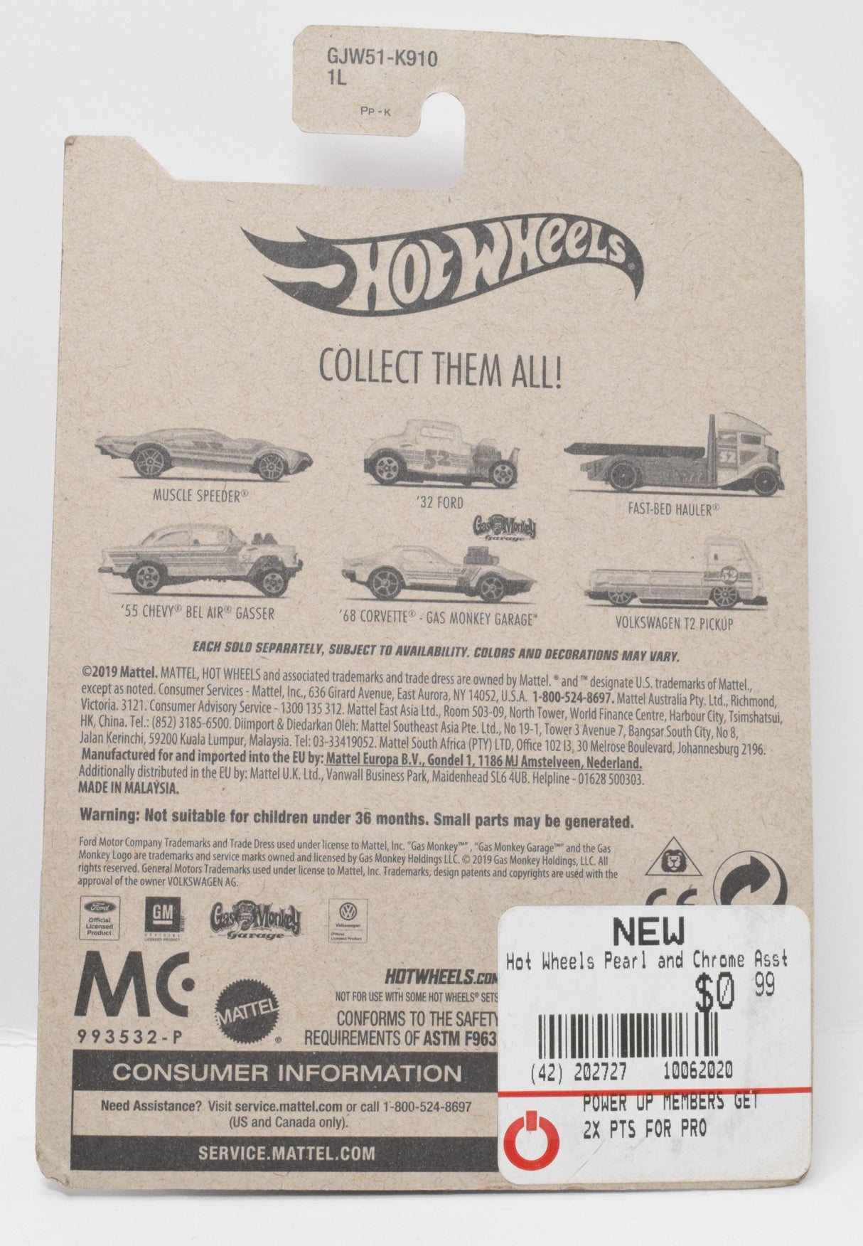 Hot Wheels 55 Chevy Bel Air Gasser Diecast Car White 4/6 New