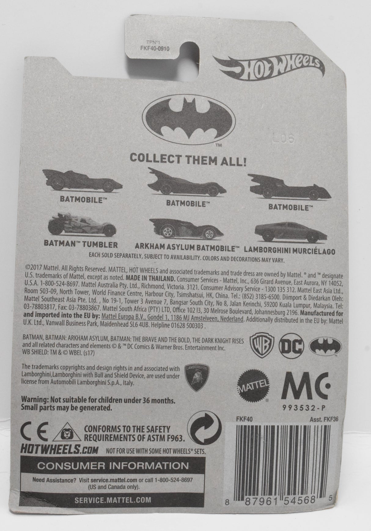 Hot Wheels Batman Tumbler Dark Knight Rises DC DieCast Car 4/6 New