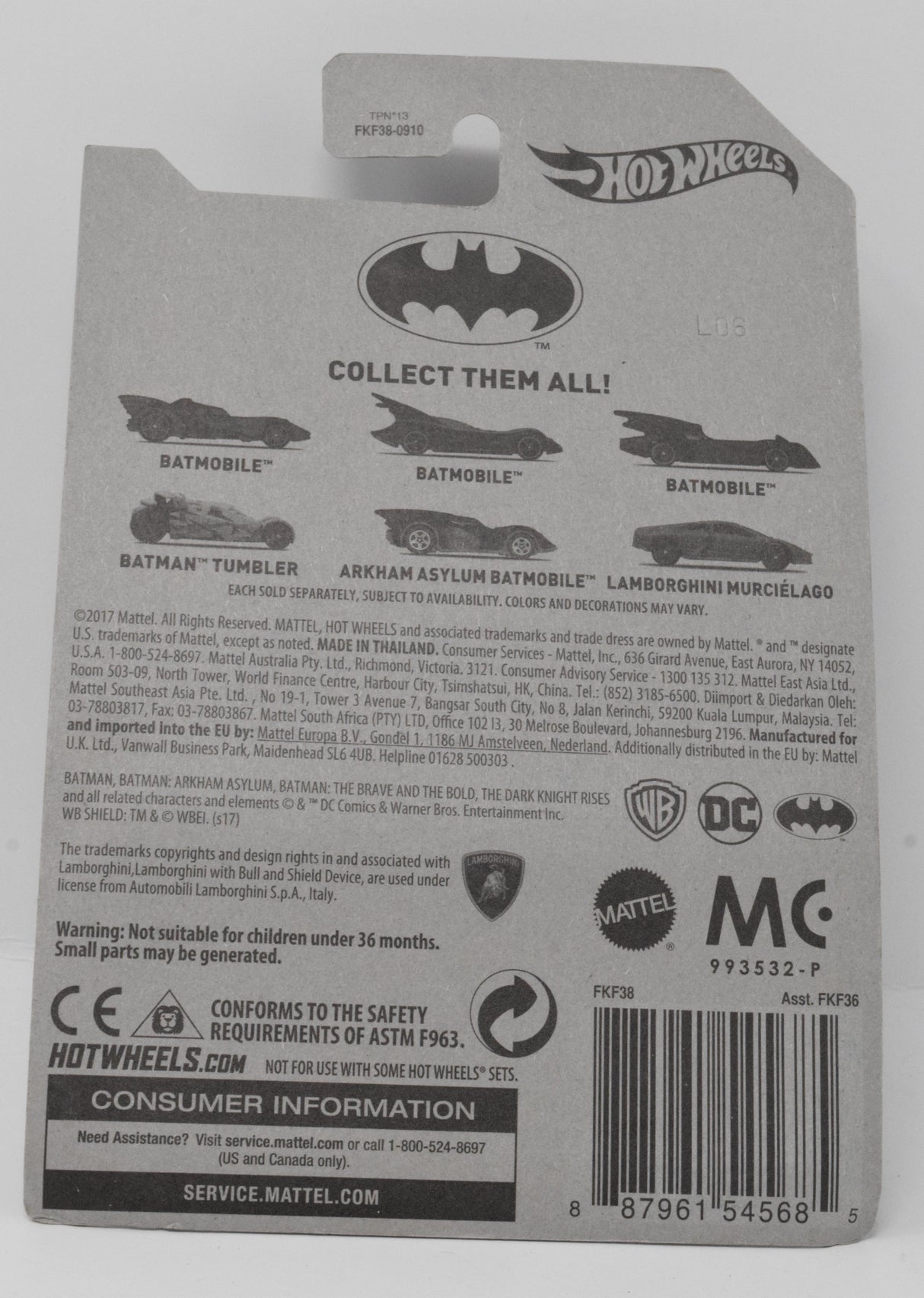 Hot Wheels Batman Batmobile DC 2/6 DieCast Car New