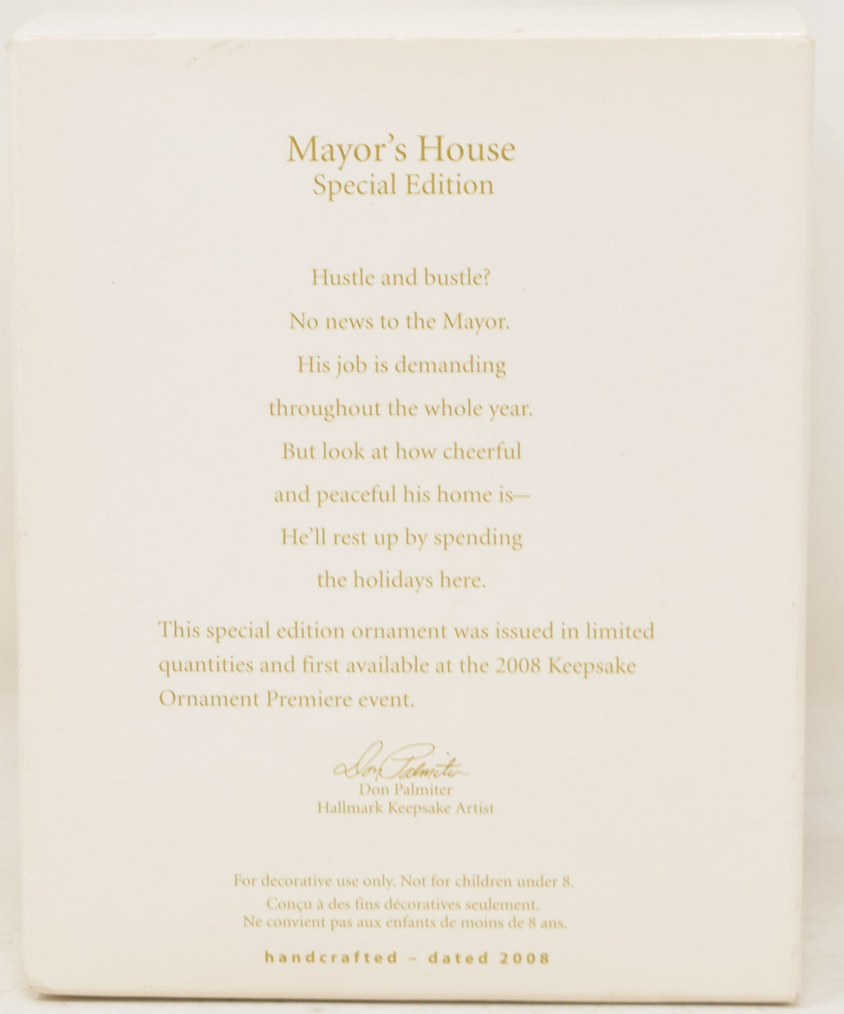 Hallmark Keepsake Ornament Mayors House Christmas Tree 2008 NIB