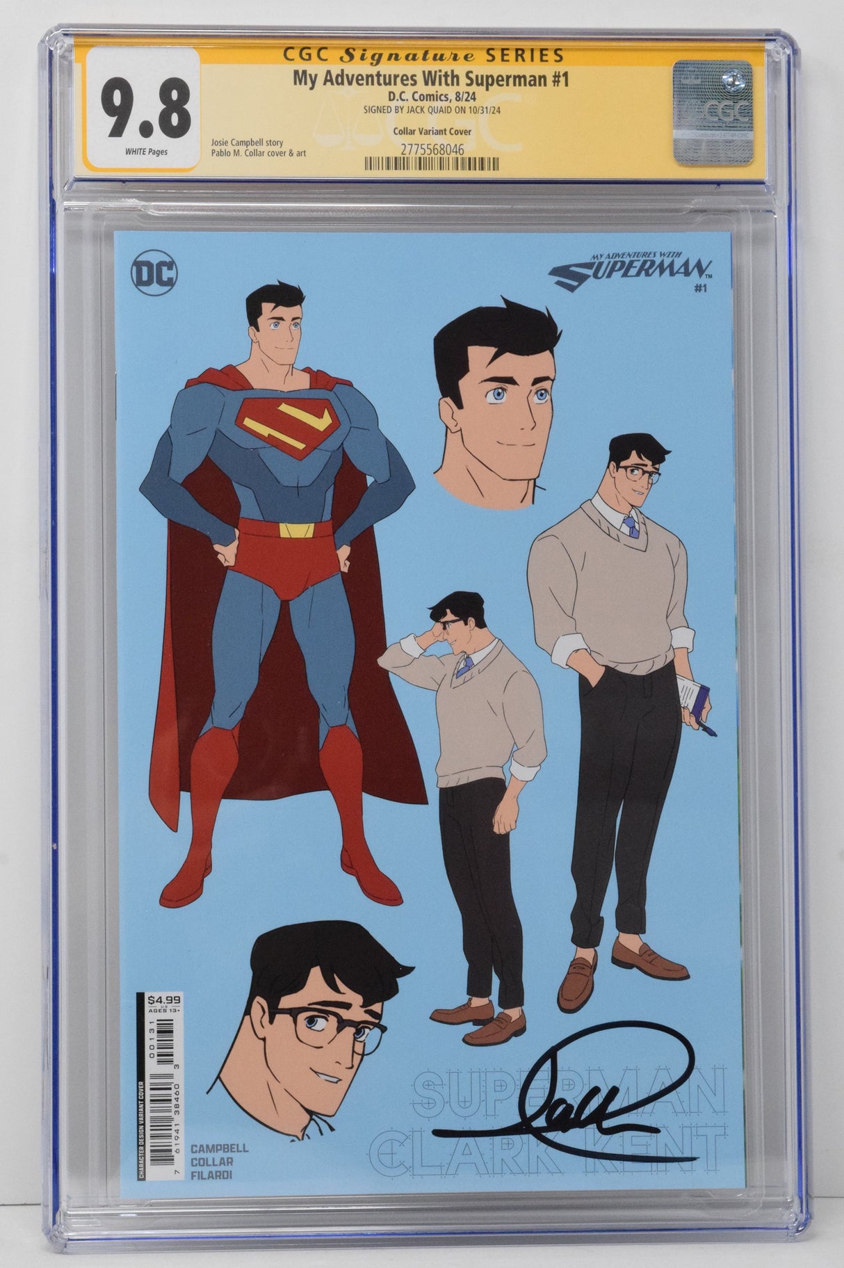 My Adventures With Superman #1 (Of 6) C DC 2024 Character Design CGC SS 9.8 SIGNED Jack Quaid