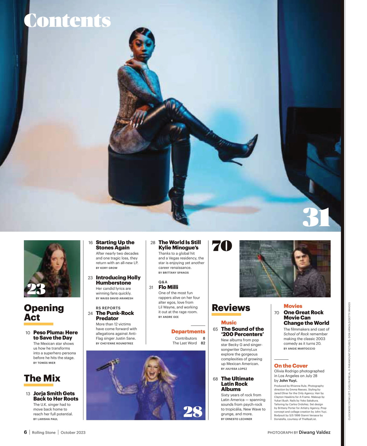 Rolling Stone - October 2023: All Eyes On Olivia Rodrigo, Trans Boxers Step Into The Ring, Kylie Minogue, Flo Milli, Jimmy Butler, Scorsese On Robertson, Julia Fox's Memoir Down The Drain & More!