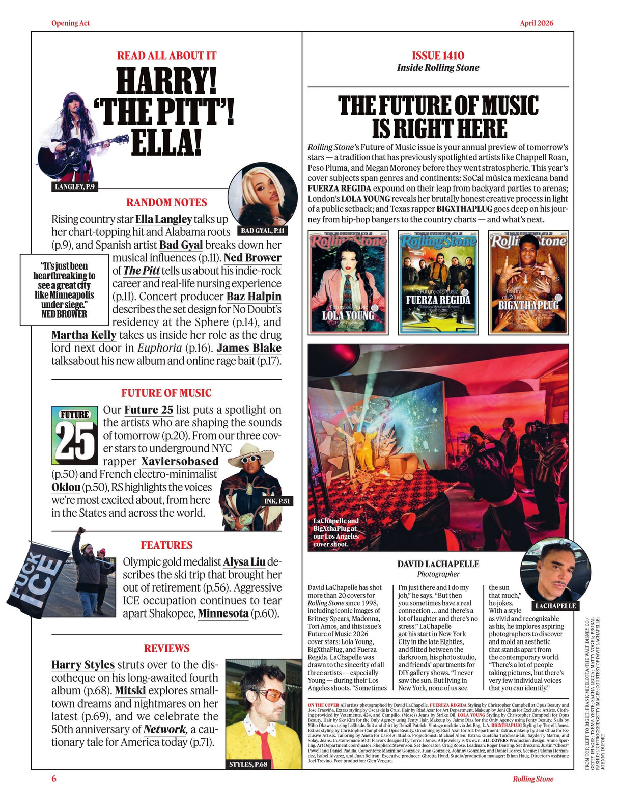 Rolling Stone - April 2026: Future Of Music, Lola Young Tells It Like It Is, Feuerza Regida Built An Empire To Last, BigXthaPlug The Rapper With Texas-Size Ambition, Harry Styles Album Review & More!