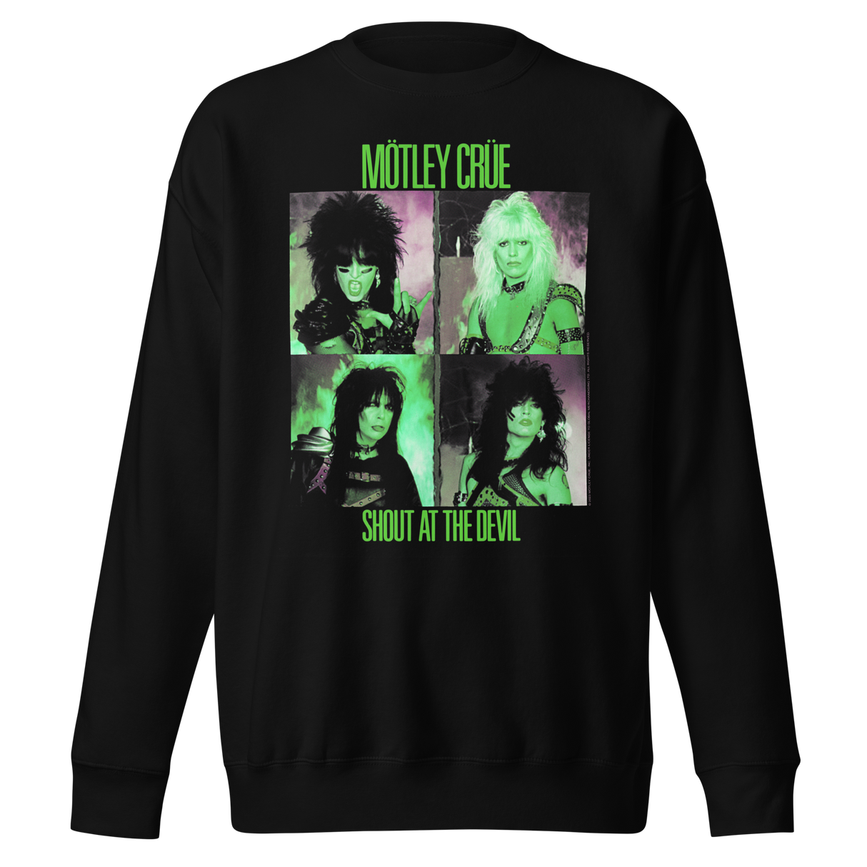 Motley Crue Green Shout Jumbo Print Sweatshirt ()