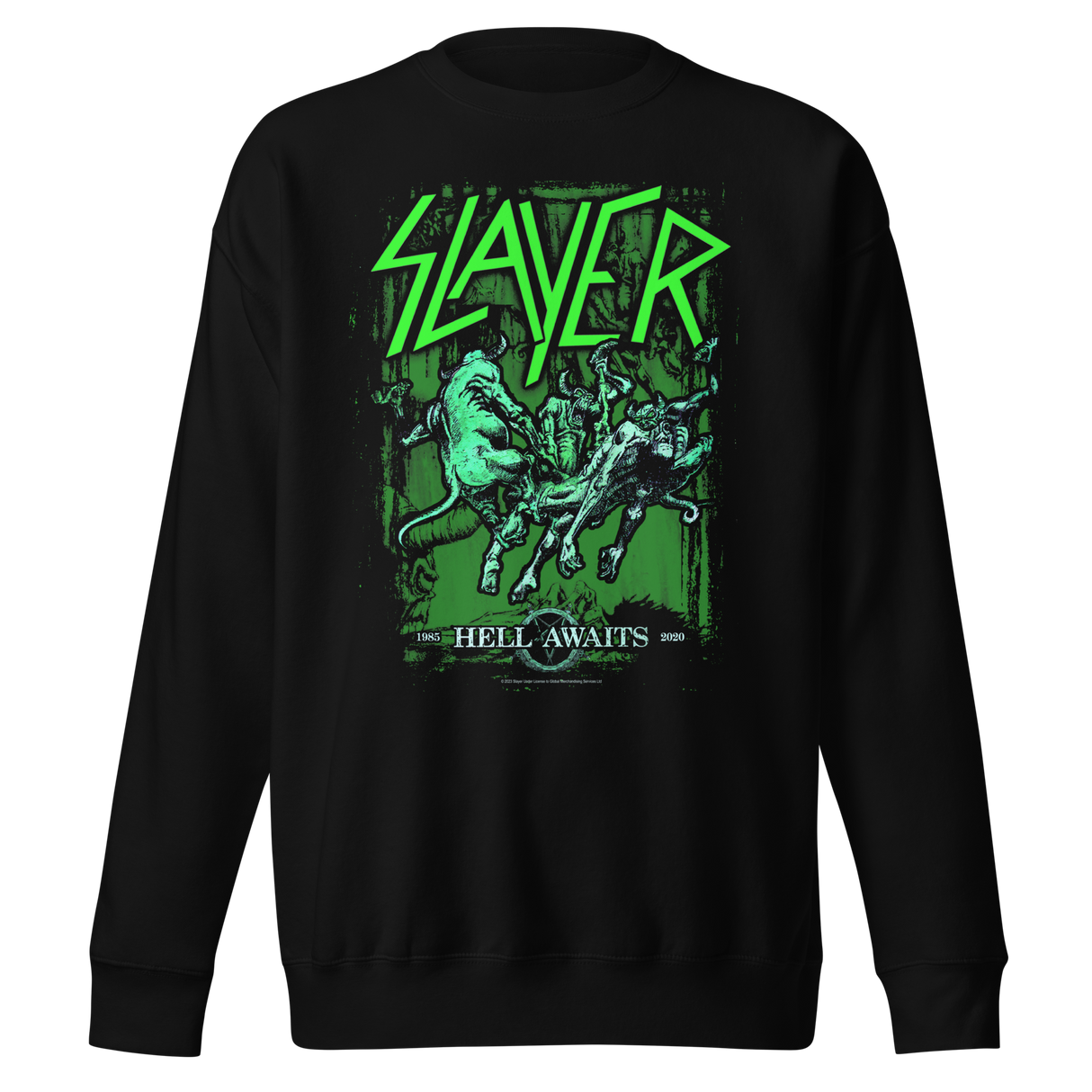 Slayer Neon Hell Awaits Jumbo Print Sweatshirt ()