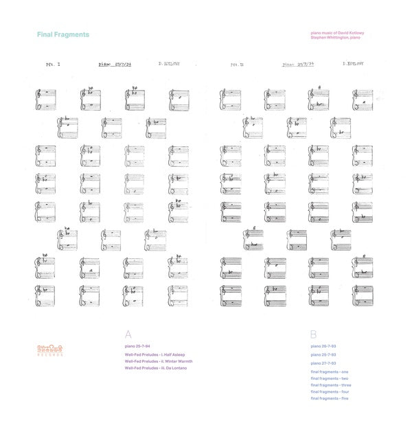 Final Fragments - Piano Music of David Kotlowy (Vinyl) - Apocalypse Vinyl