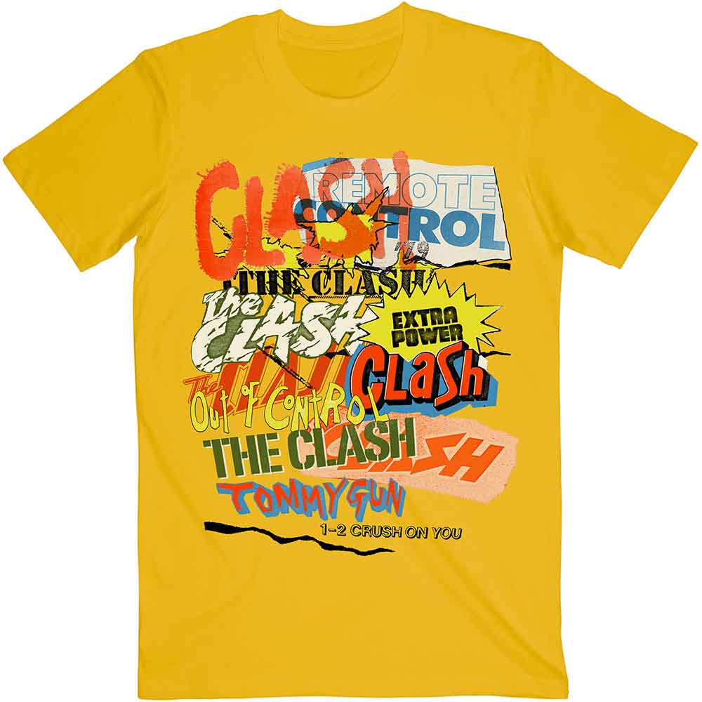 Camiseta con texto collage de singles de The Clash