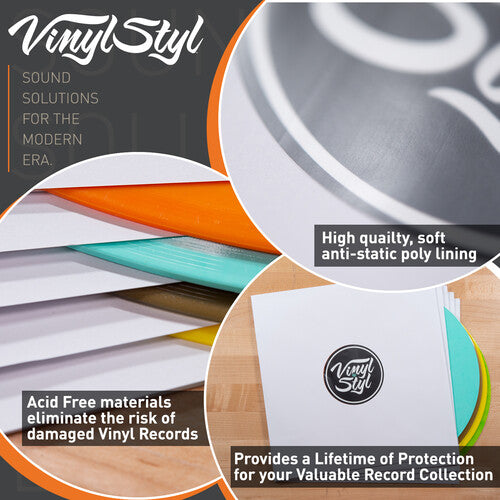 Vinyl Styl® 12 Inch Archival Inner Record Sleeves - HDPE-Lined - 50 Count (White) (Inner Record Sleeves)