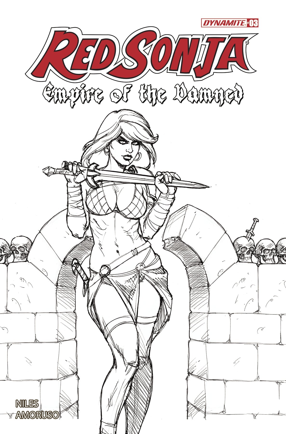 Red Sonja Empire Damned #3 K 1:15 Joseph Michael Linsner Line A Variant (06/19/2024) Dynamite
