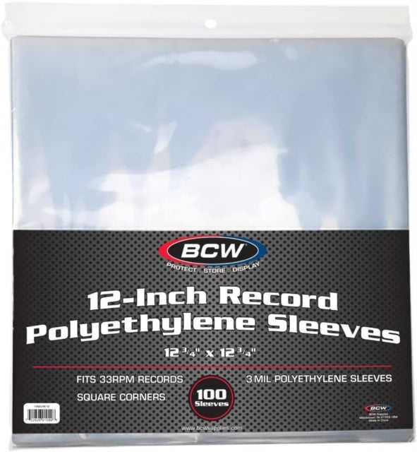 12 INCH POLYETHYLENE OUTER SLEEVES - STANDARD 3MIL (100CT) []