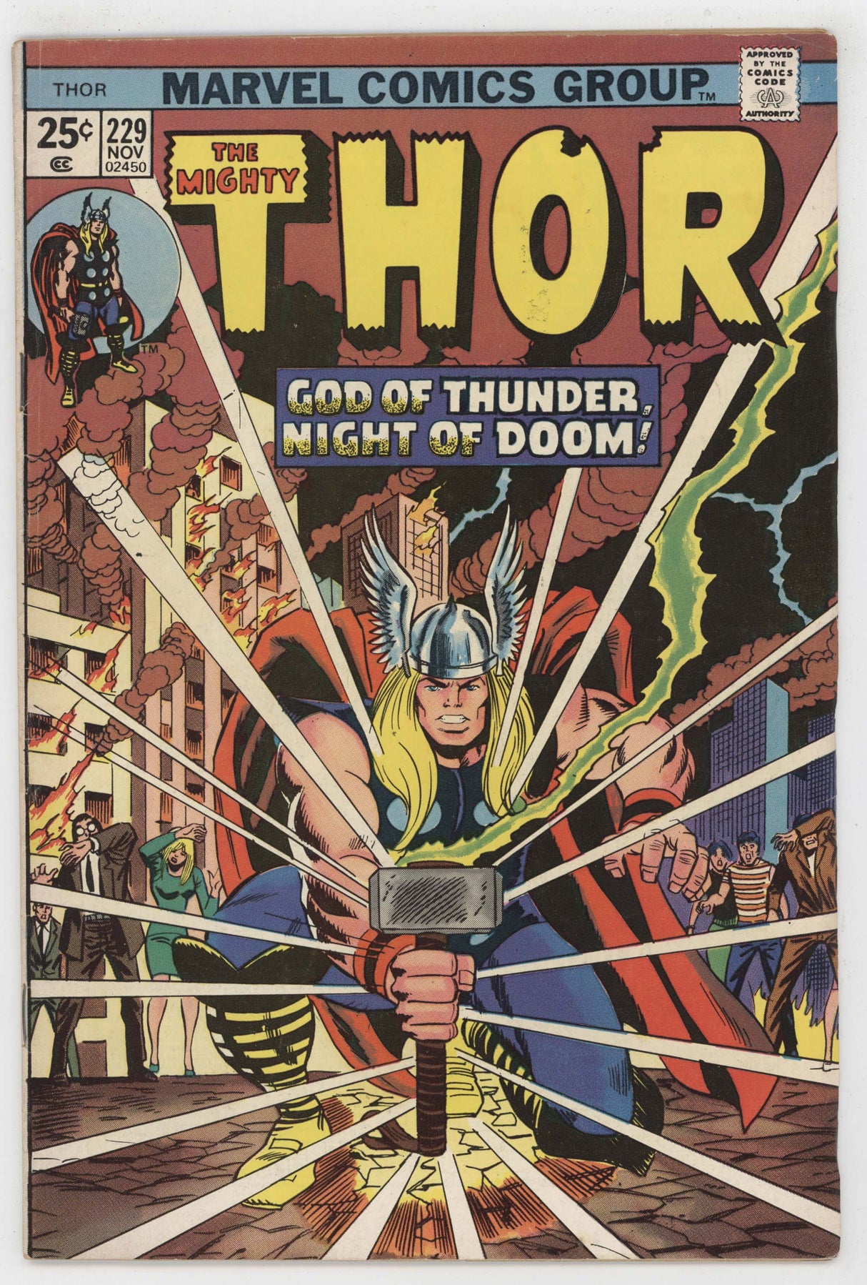 Mighty Thor 229 Marvel 1974 FN VF Hercules 1st Wolverine Incredible Hulk 181 Ad