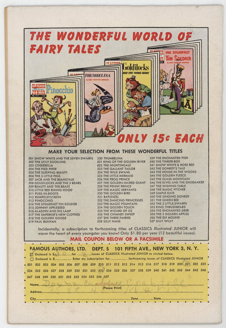 Classics Illustrated Junior 528 Gilberton 1956 FR Penny Prince HRN 557