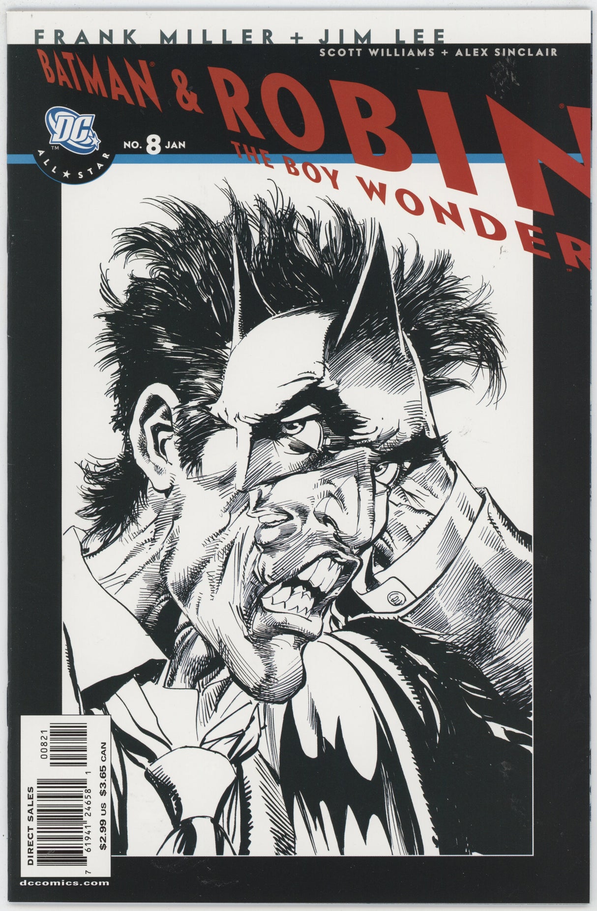Batman & Robin 8 B DC 2008 NM Neal Adams BW Sketch Illusion Joker Variant