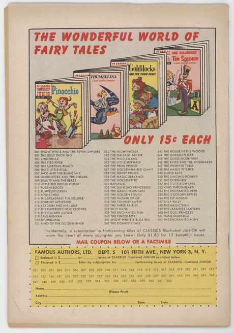 Classics Illustrated Junior 539 Gilberton 1957 VG Enchanted Fish HRN 562
