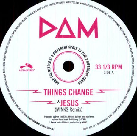 the album cover for Dom - Things Change / Jesus