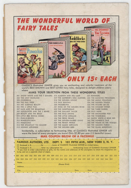 Classics Illustrated Junior 545 Gilberton 1957 FR Glass Mountain HRN 545