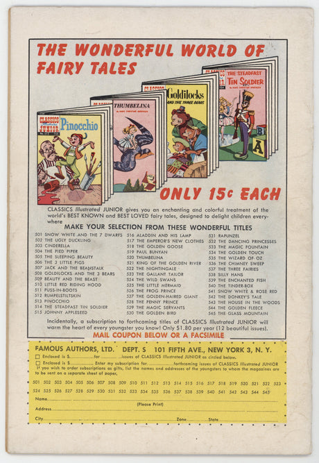 Classics Illustrated Junior 546 Gilberton 1958 FR Elves And The Shoemaker HRN 545