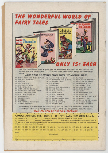 Classics Illustrated Junior 548 Gilberton 1958 FR Magic Pitcher HRN 545