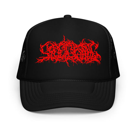 SQUELCHING - Red Logo Trucker Hat