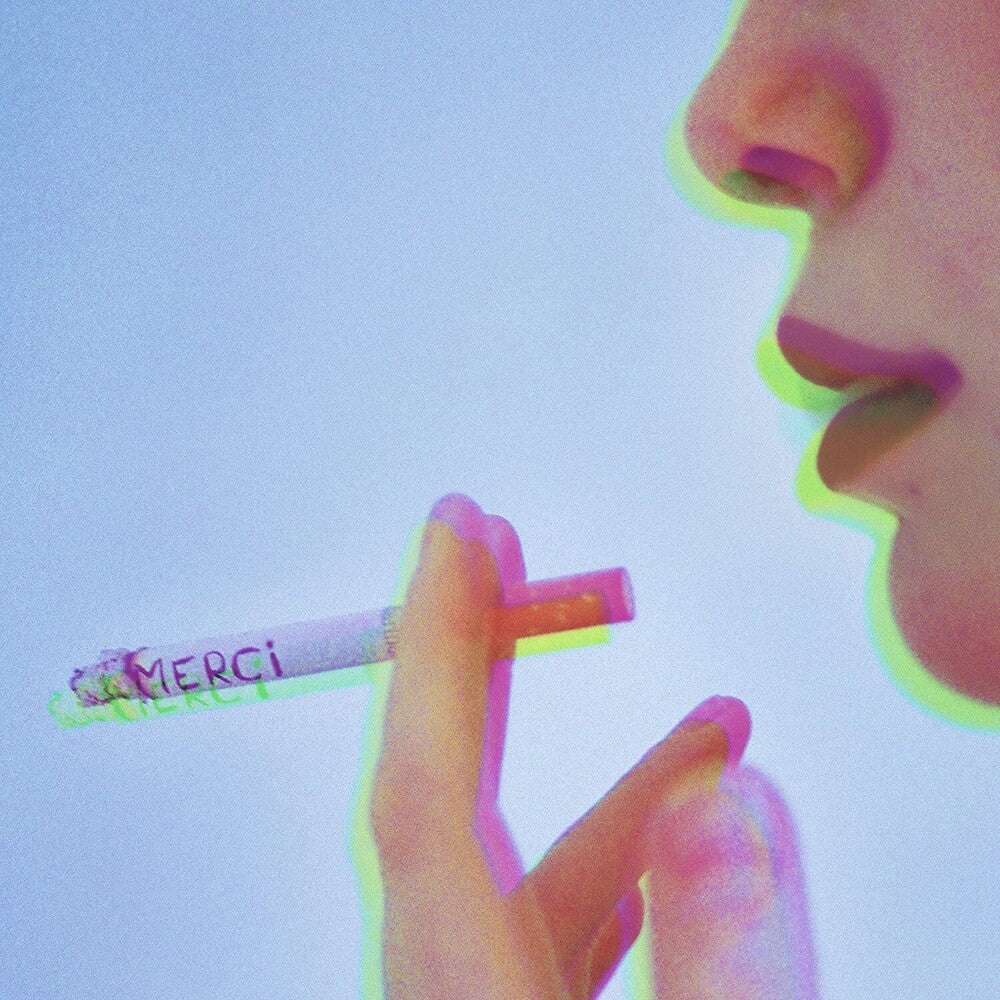 the album cover for Save Face - Merci (Coke-Bottle Clear W/ Blk) (Blk) [Colored Vinyl]